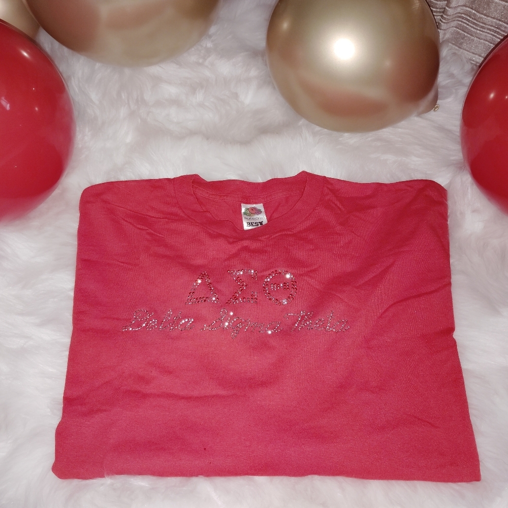 Delta Sigma Theta ΔΣΘ Crystal-Embellished Oversized Long Sleeve T-shirt XL